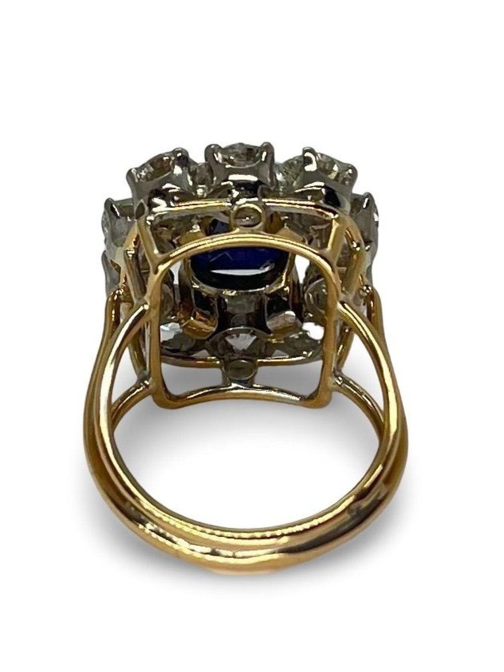 De las mujeres Anillo vintage de oro rosa con zafiro de 3 ct y diamantes de 3 ct en venta