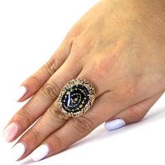 Vintage Rose Gold Ring with Glass Flower Center