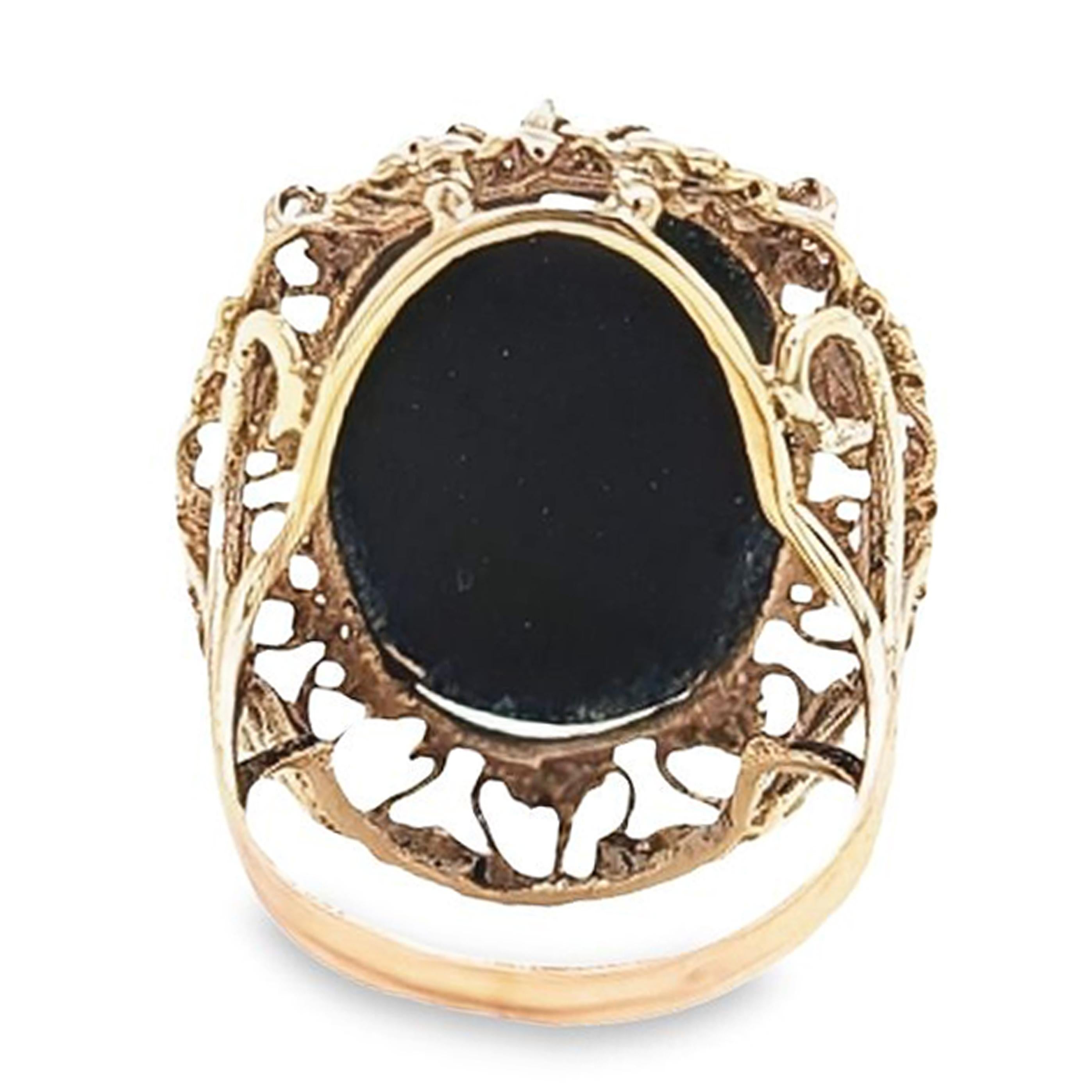 Bague vintage en or rose avec centre en verre fleuri Pour femmes en vente