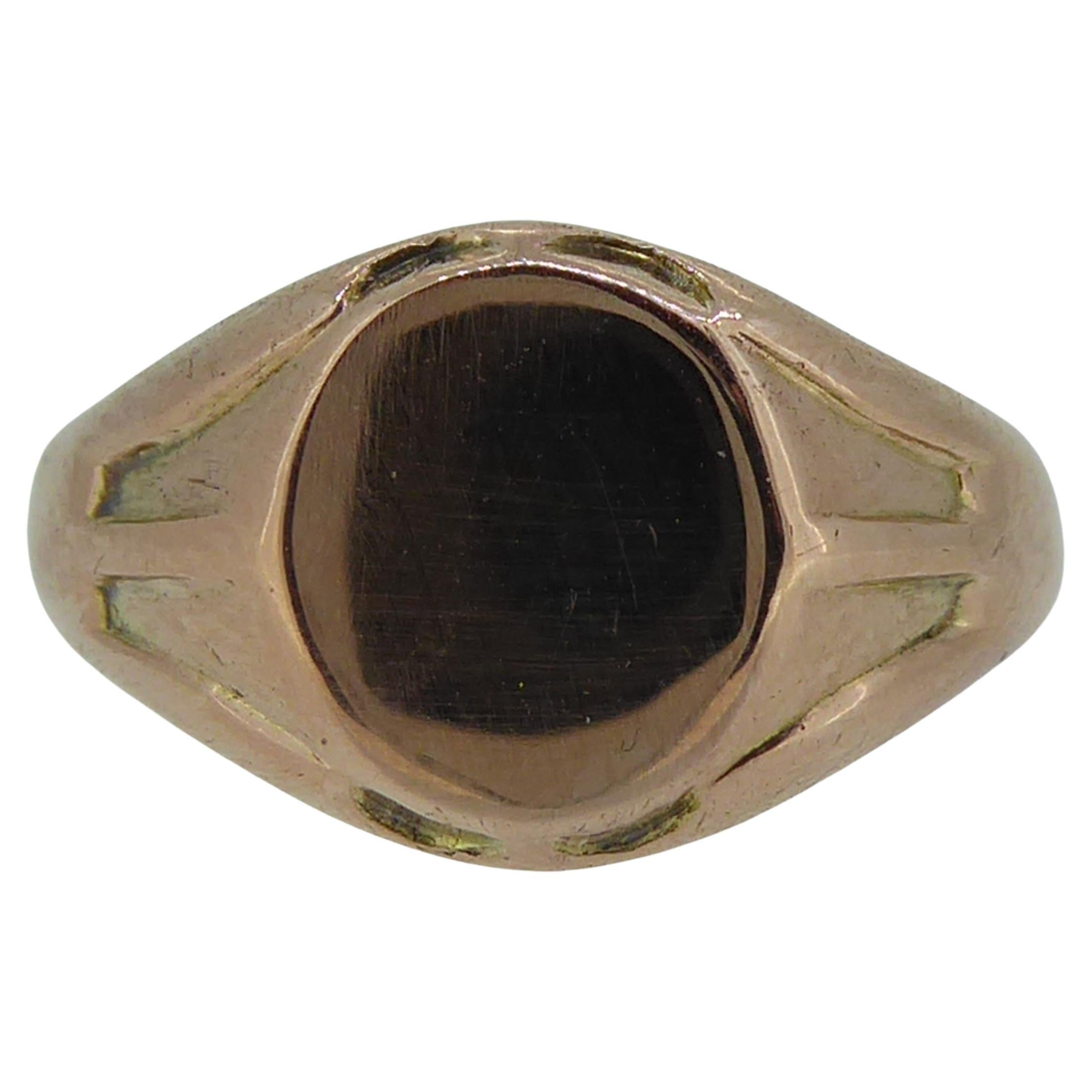Antique Rose Gold Signet Ring in 9ct Gold