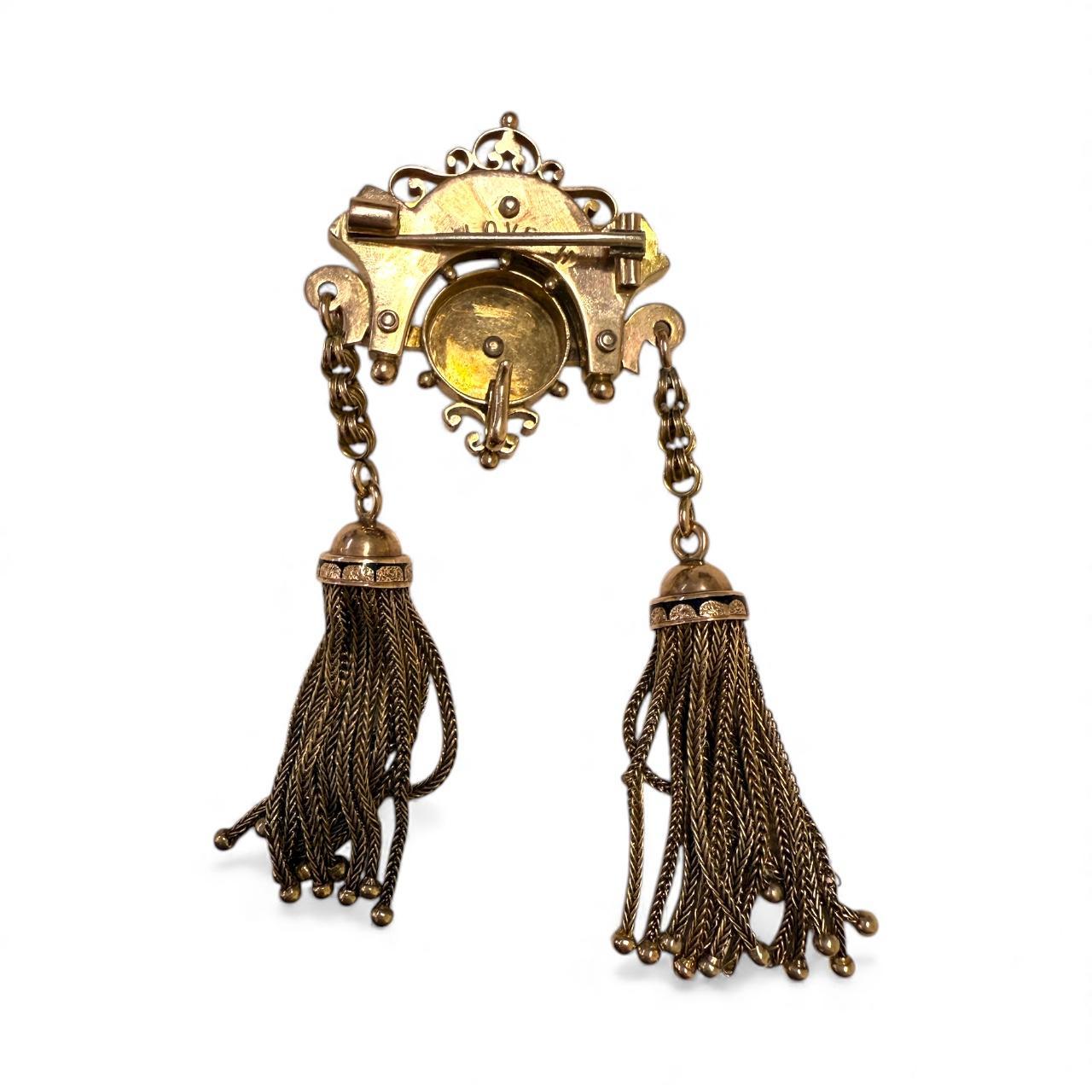 Vintage Rose Gold Tassel Necklace Victorian Era For Sale 4