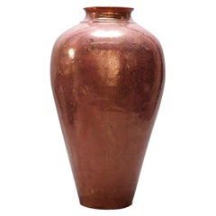 Vintage Rose Luster Hand Thrown Art Pottery Floor Vase, circa 1960