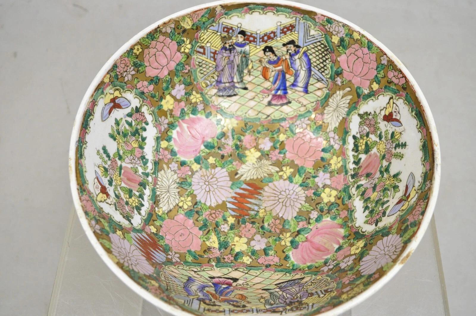 Chinoiserie Vintage Rose Medallion Chinese Export Porcelain 12