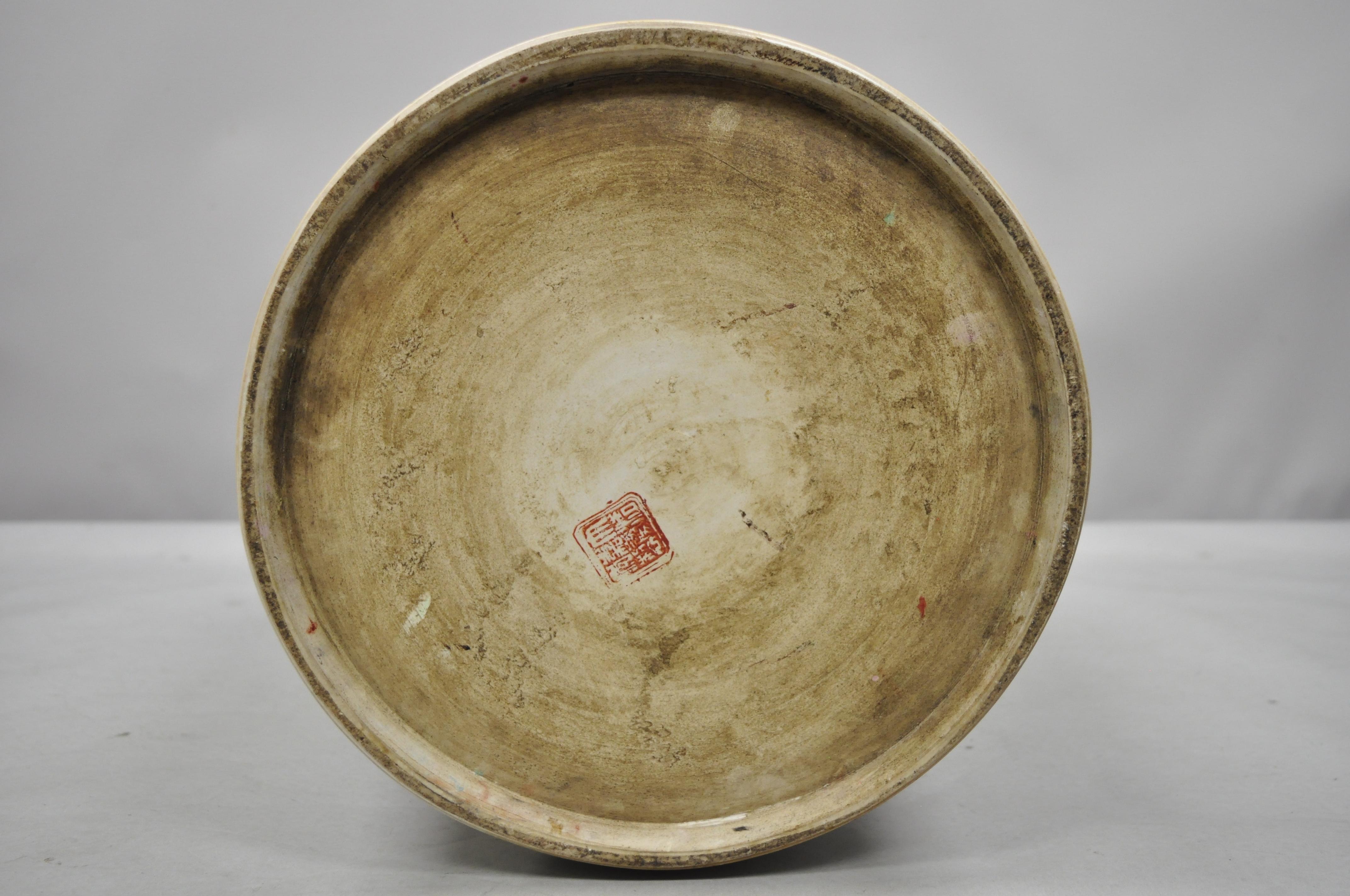 Große große chinesische Export-Porzellan-Palast-Urnenvase mit Rosenmedaillon, Vintage (20. Jahrhundert)