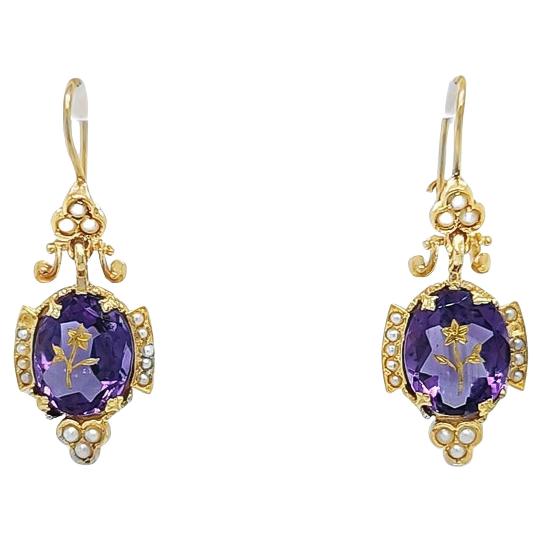 Vintage Rose of Sharon Dangling Earrings