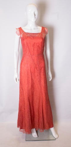 Vintage Rose Pink Lace Gown