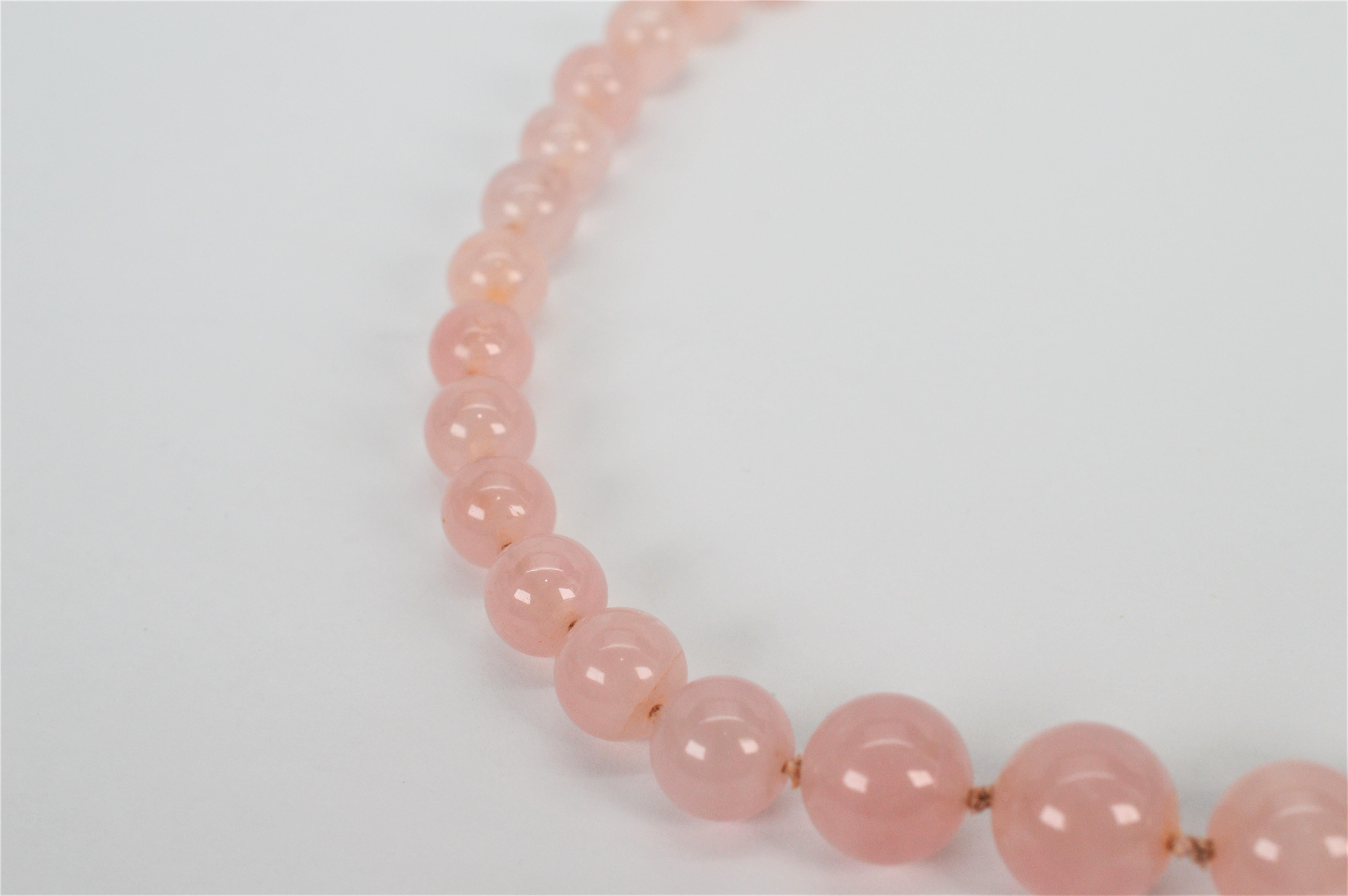vintage rose quartz bead necklace