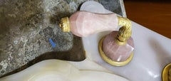 Vintage Rose Quartz Sherle Wagner Neoclassical Faucet Set, 24-Karat Gold