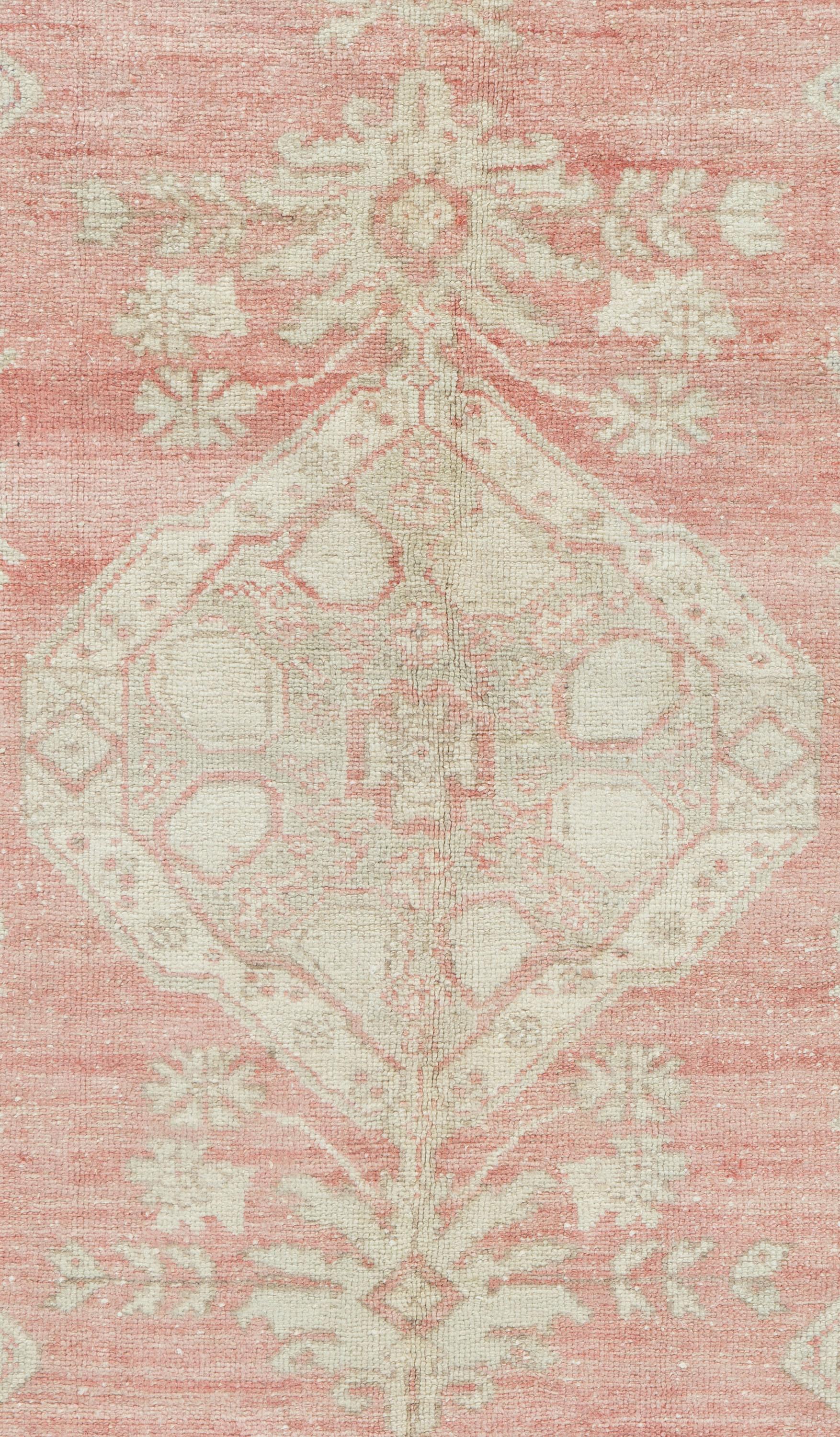 Vintage Rose Türkisch Oushak Teppich 4'1 X 7'7 (20. Jahrhundert) im Angebot