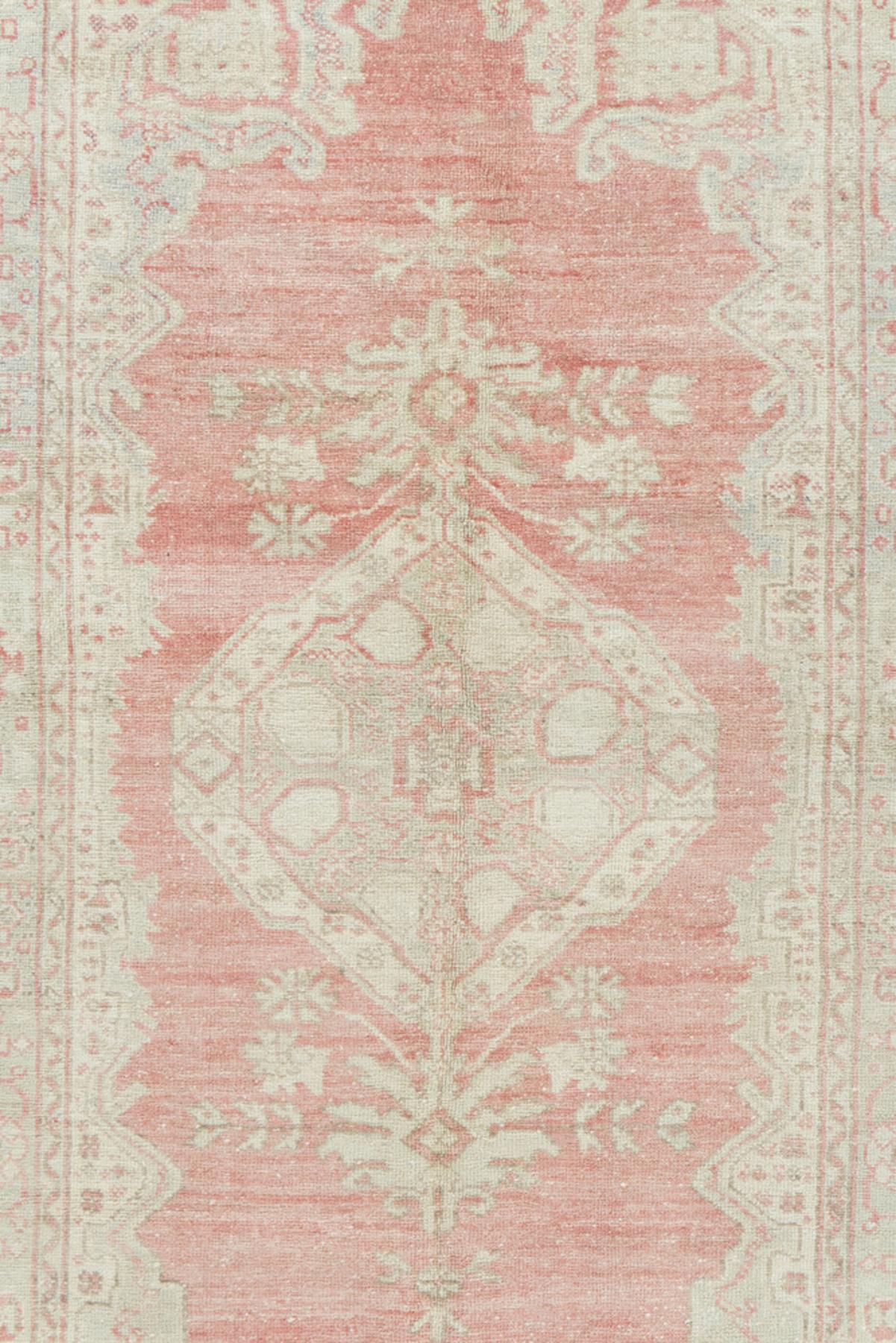 Vintage Rose Türkisch Oushak Teppich 4'1 X 7'7 (Wolle) im Angebot