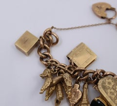Vintage Rose and Yellow Gold Padlock Charm Bracelet