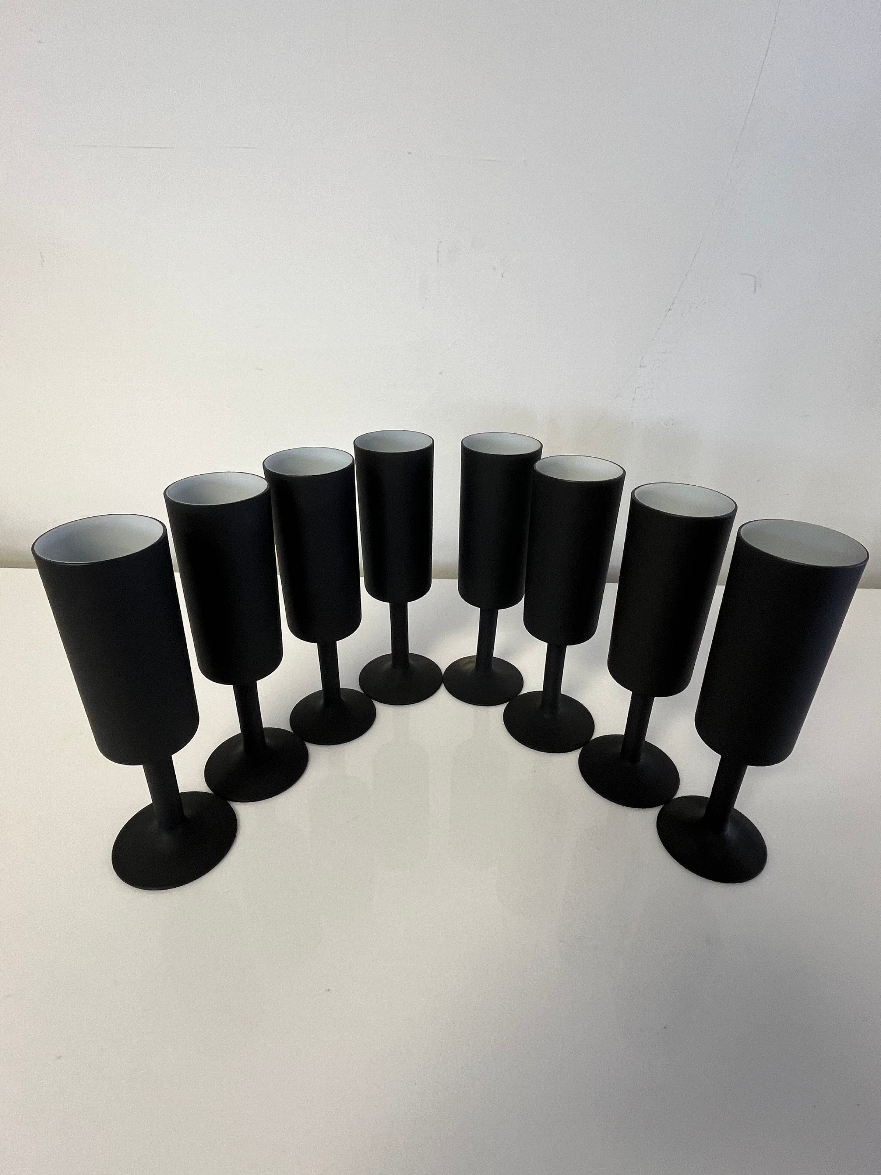 Mid-Century Modern Vintage Rosenthal Netter Frosted Champagne Flutes For Sale