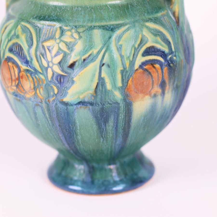 North American Vintage Roseville Double Handle Baneda 589-6 American Art Pottery Vase 1932
