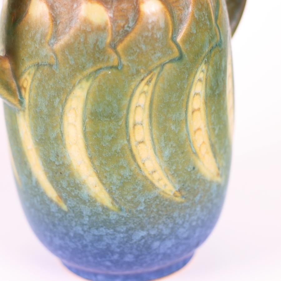 Molded Vintage Roseville Double Handle Falline 643-6 American Art Pottery Vase 1933