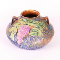 Vintage Roseville Double Handle Wisteria 629-4 American Art Pottery Vase 1933
