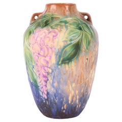 Used Roseville Double Handle Wisteria 630-6 American Art Pottery Vase, 1933