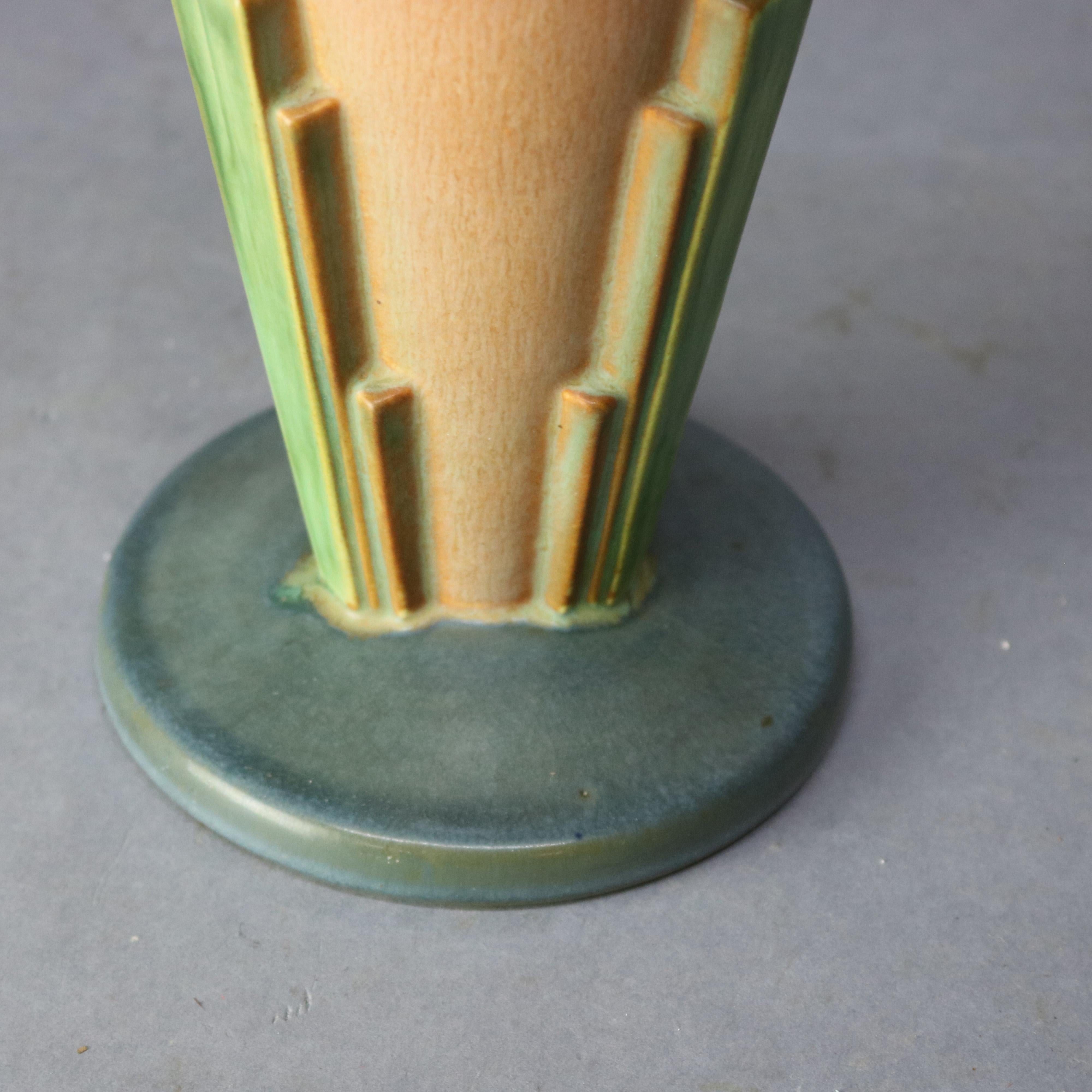 Vintage Roseville Futura Art Pottery Buttress Vase, circa 1930 In Good Condition In Big Flats, NY