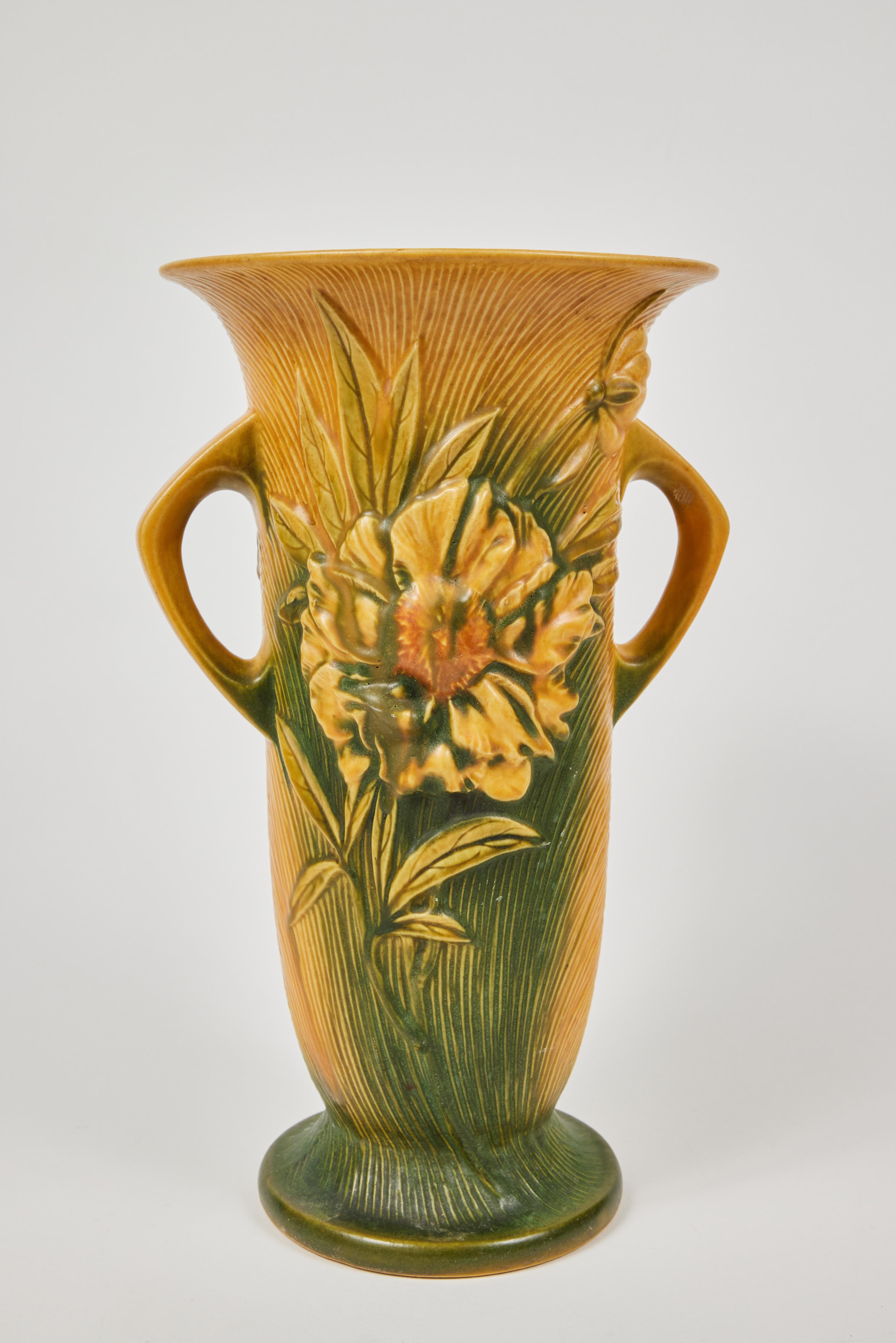 Mid-20th Century Vintage Roseville Pottery Peony Vase, 9-15