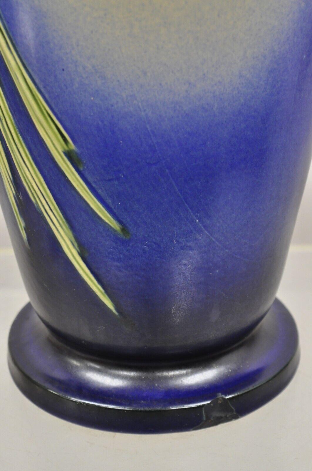 Art Nouveau Vintage Roseville Pottery Pine Cone Umbrella Stand in Blue #777-20