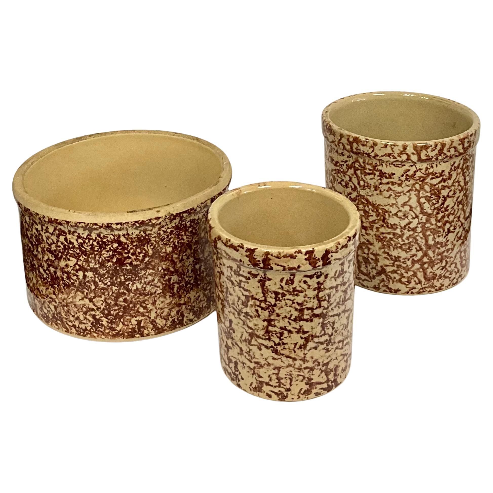 Set di tre pentole vintage in spugna Roseville