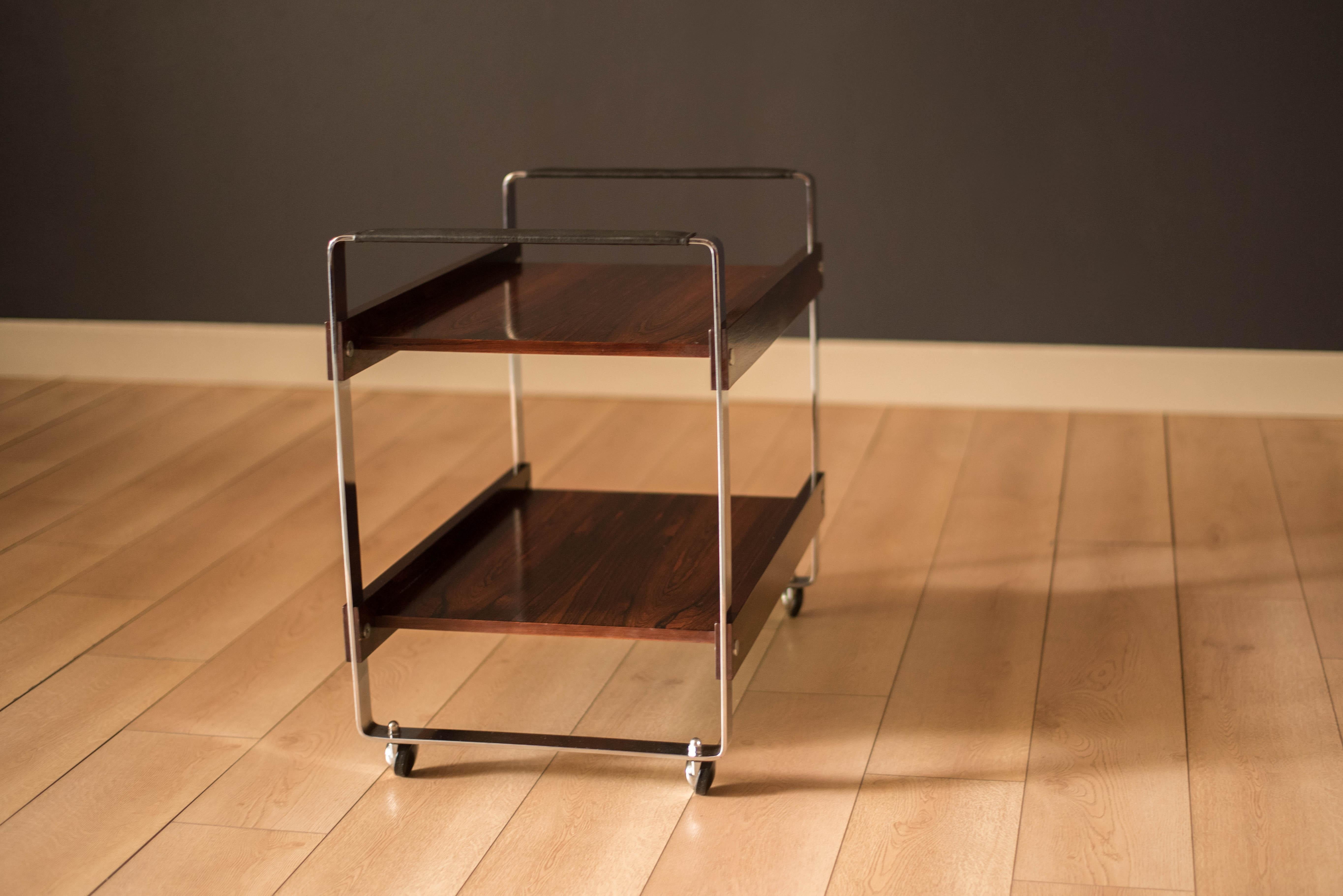 Vintage Rosewood and Chrome Bar Cart by Richard Young 3