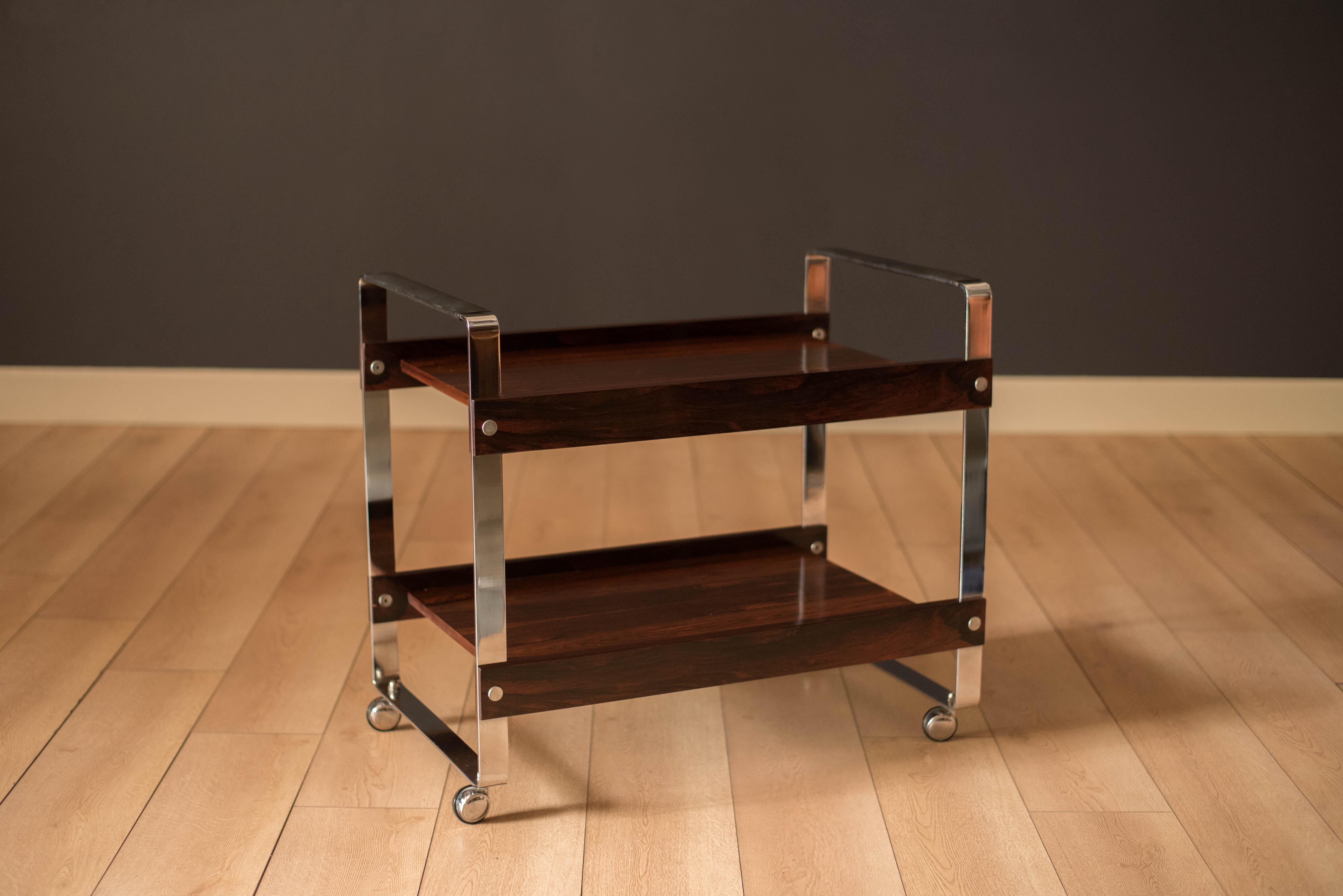 Vintage Rosewood and Chrome Bar Cart by Richard Young 5