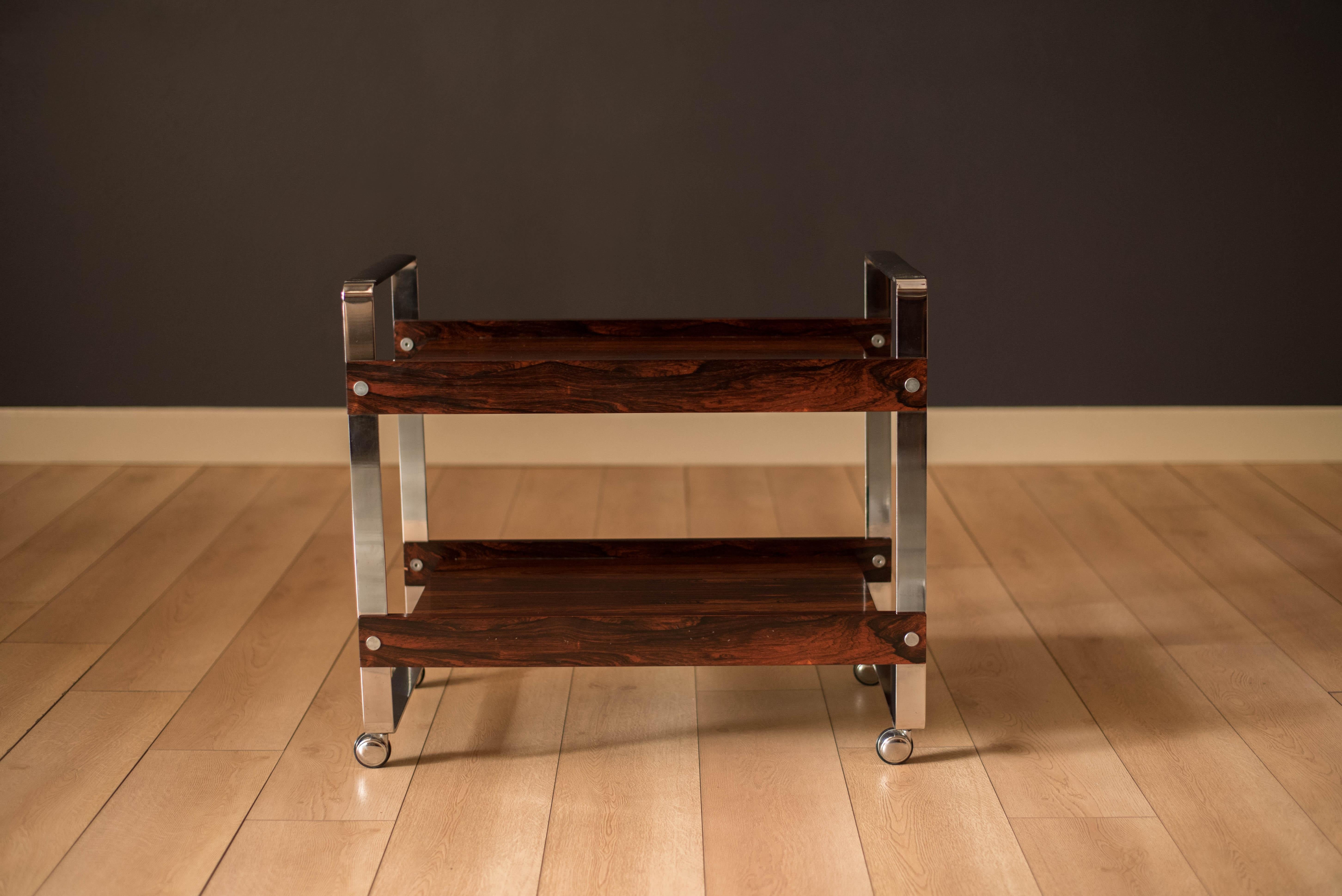 British Vintage Rosewood and Chrome Bar Cart by Richard Young