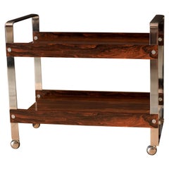 Barwagen aus Palisanderholz und Chrom von Richard Young