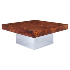 Vintage Rosewood and Chrome Coffee Table by Milo Baughman for Thayer Coggin