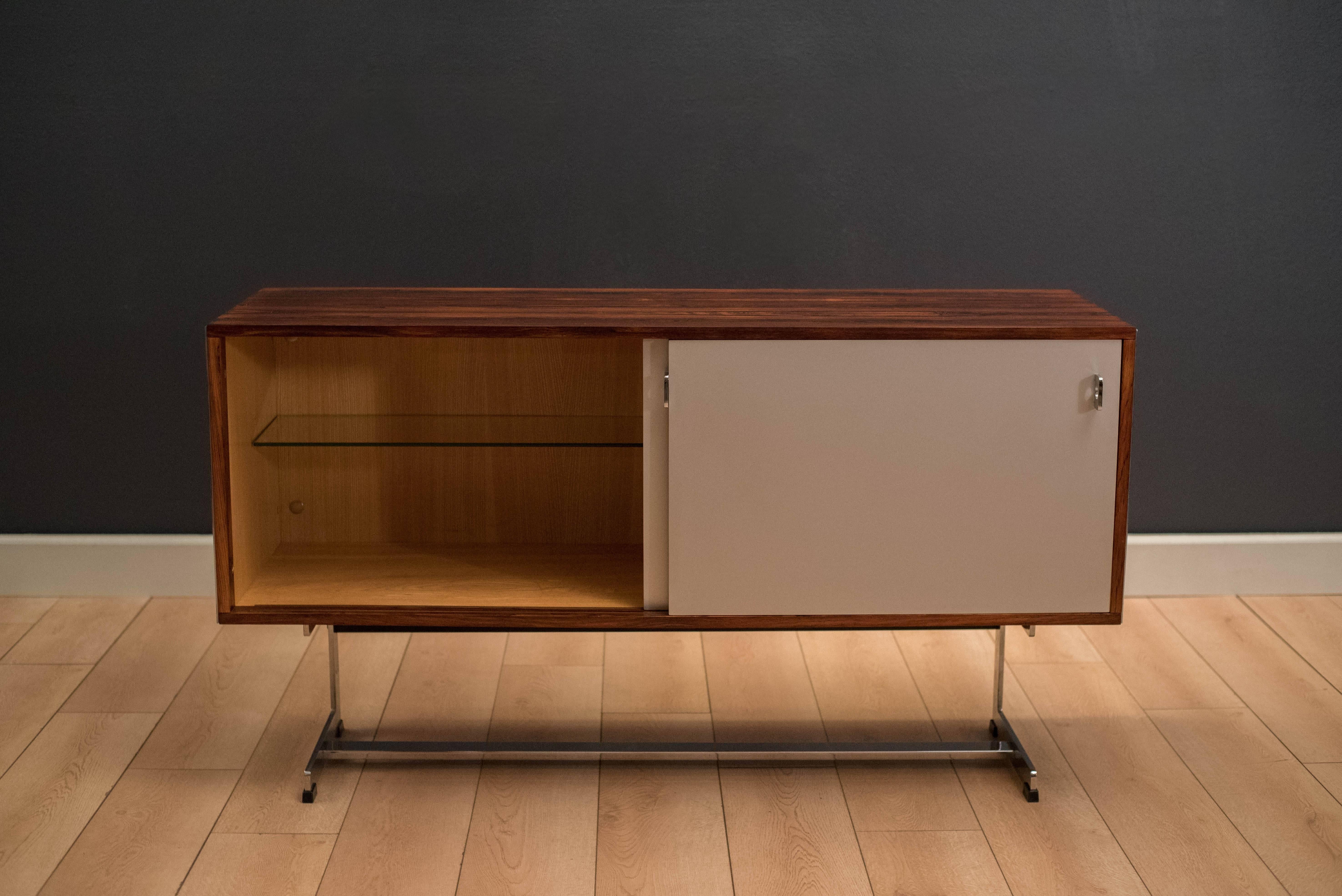 Mid-Century Modern Vintage Rosewood and Chrome Credenza by Merrow Associates
