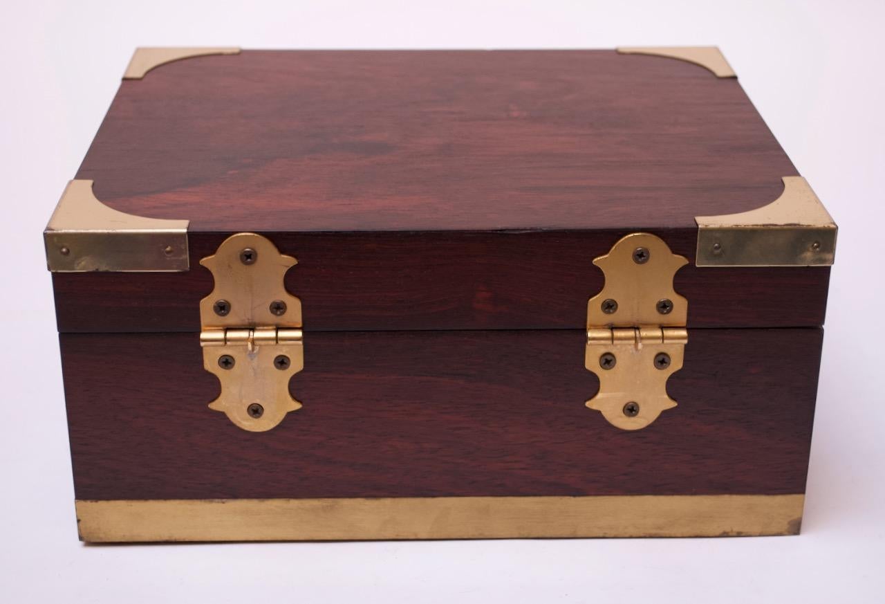 Vintage Rosewood and Spanish Cedar Cigar Box / Humidor with Brass Accents 2