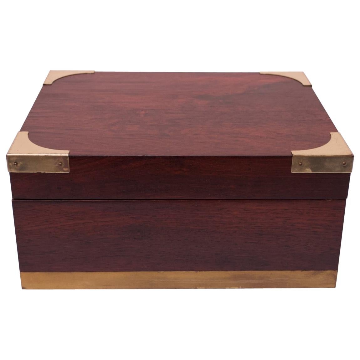 Vintage Rosewood and Spanish Cedar Cigar Box / Humidor with Brass Accents