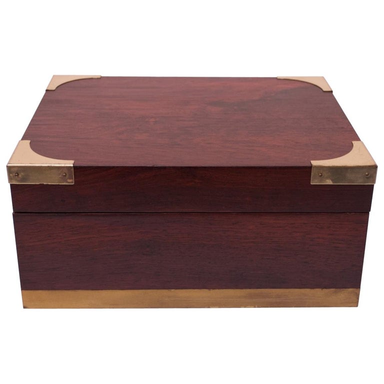 Vintage Rosewood and Spanish Cedar Cigar Box / Humidor with Brass