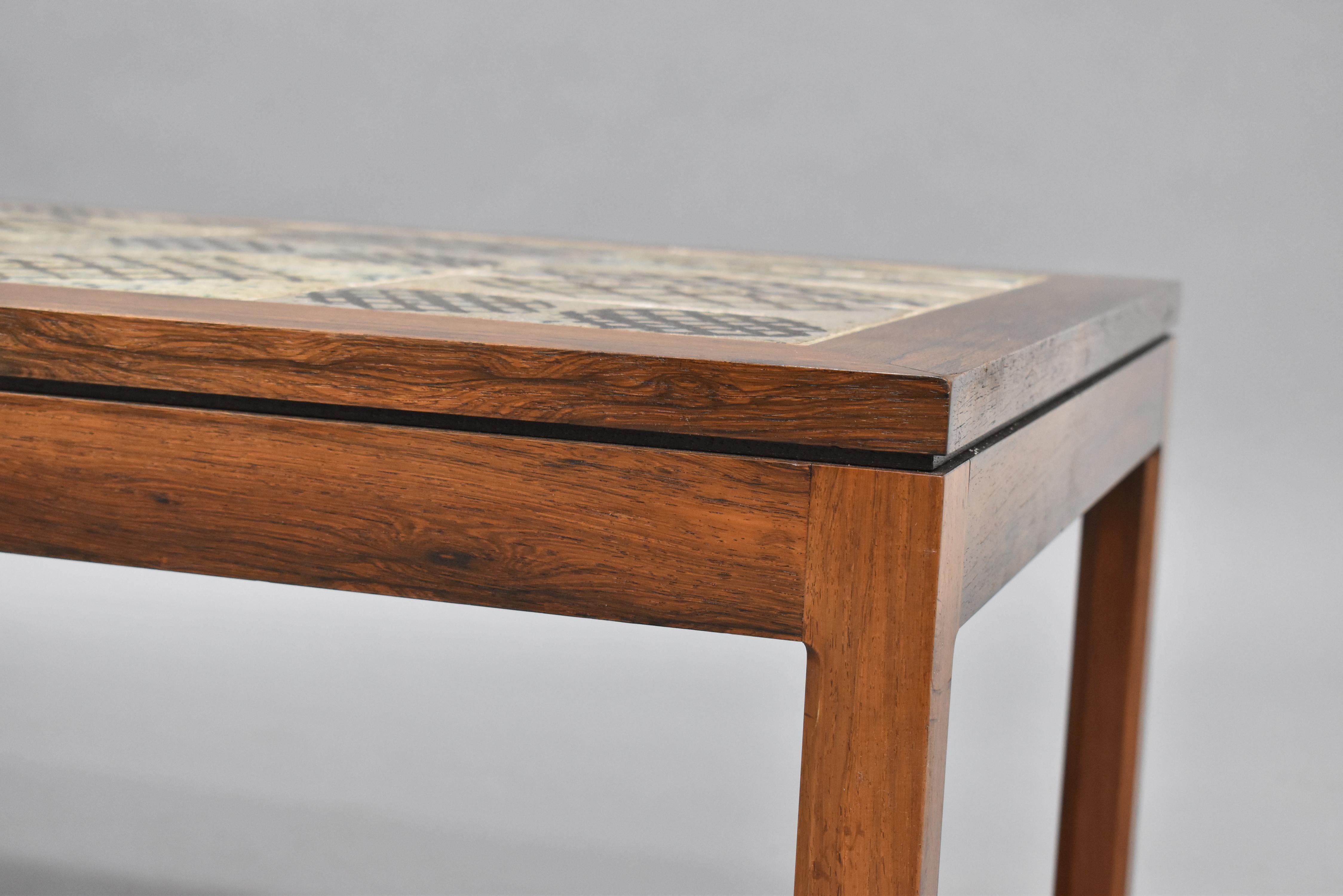 Mid-20th Century Vintage Rosewood and Tile Coffee Table For Sale