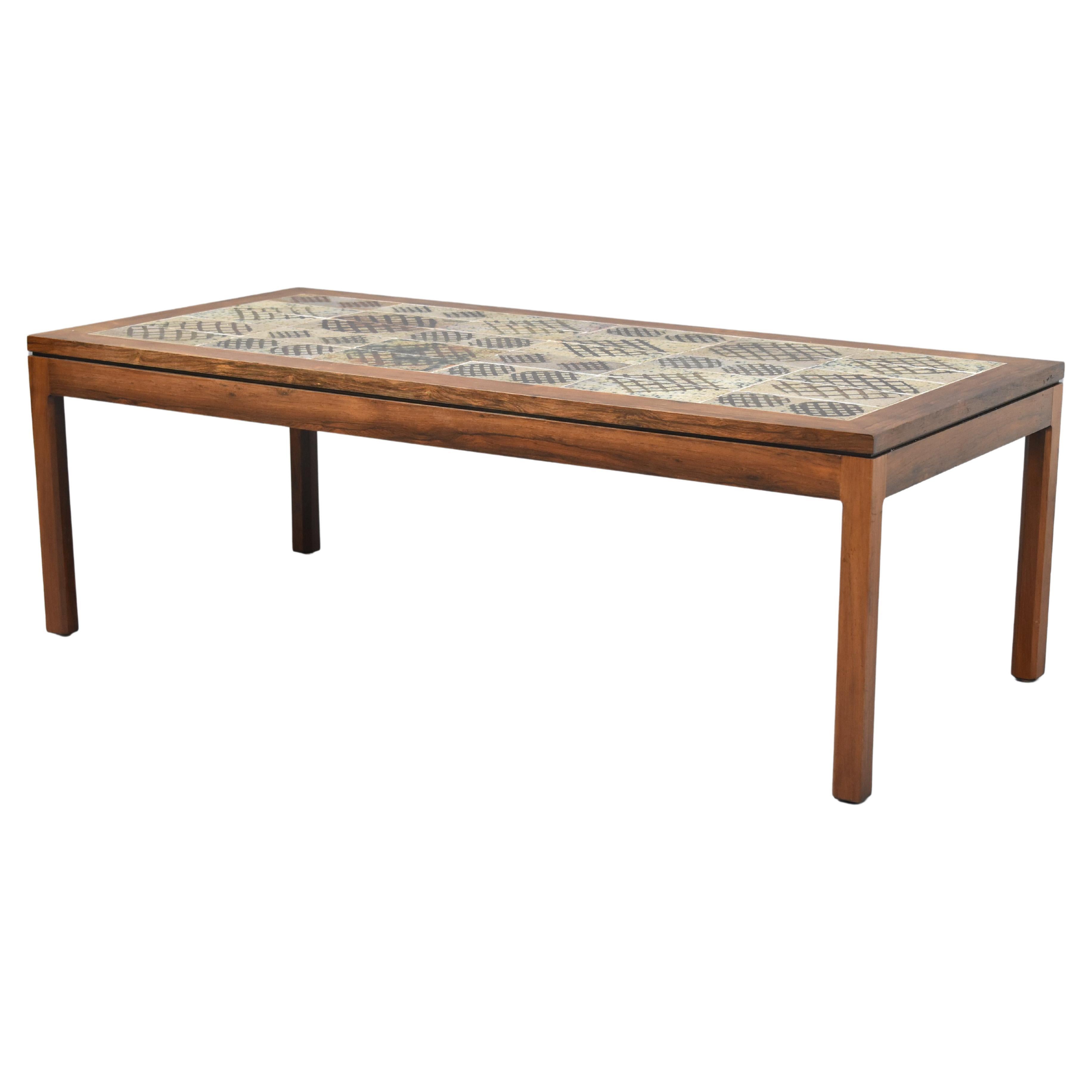 Vintage Rosewood and Tile Coffee Table For Sale
