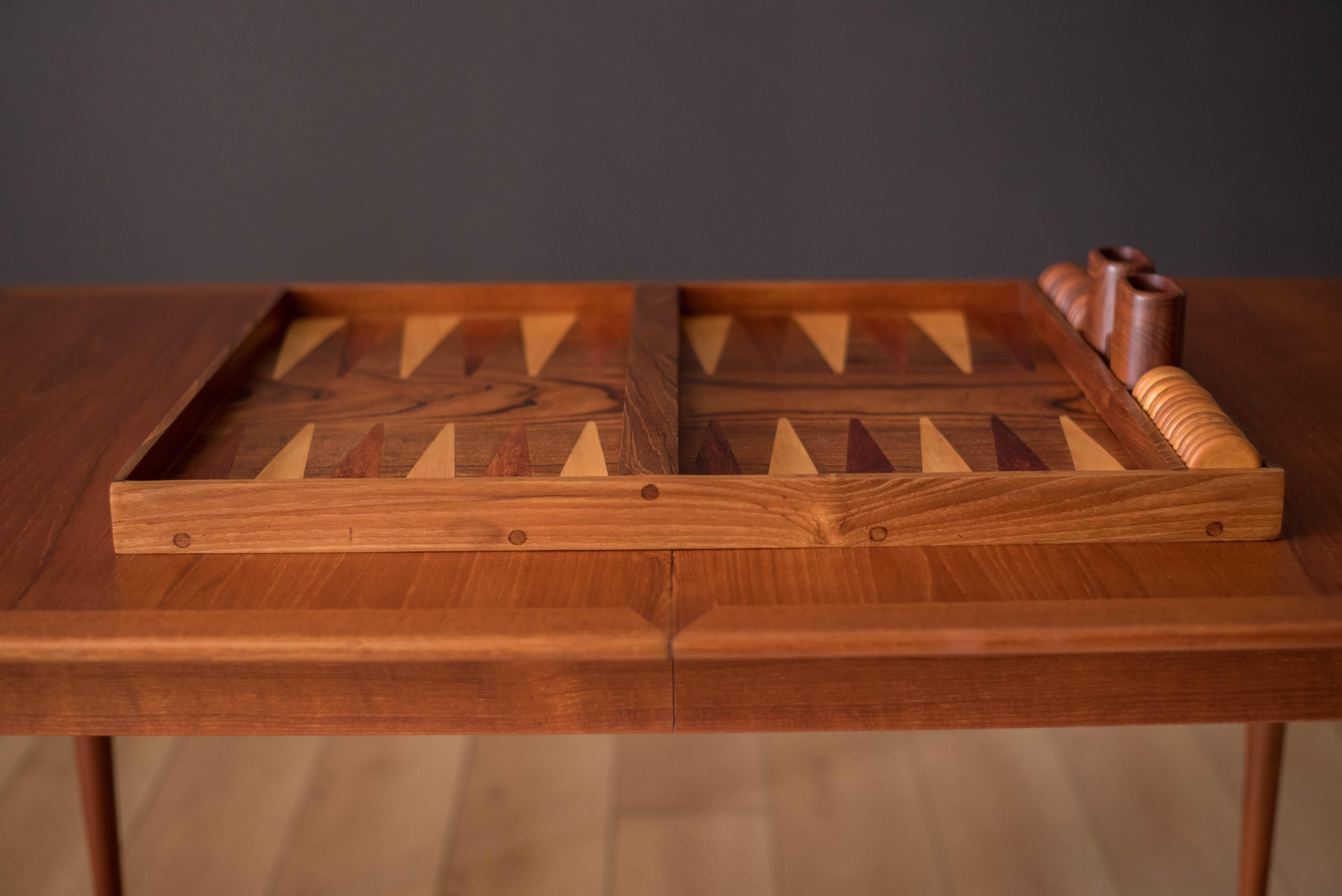 Mid-Century Modern Vintage Rosewood and Walnut Backgammon Board Game Set