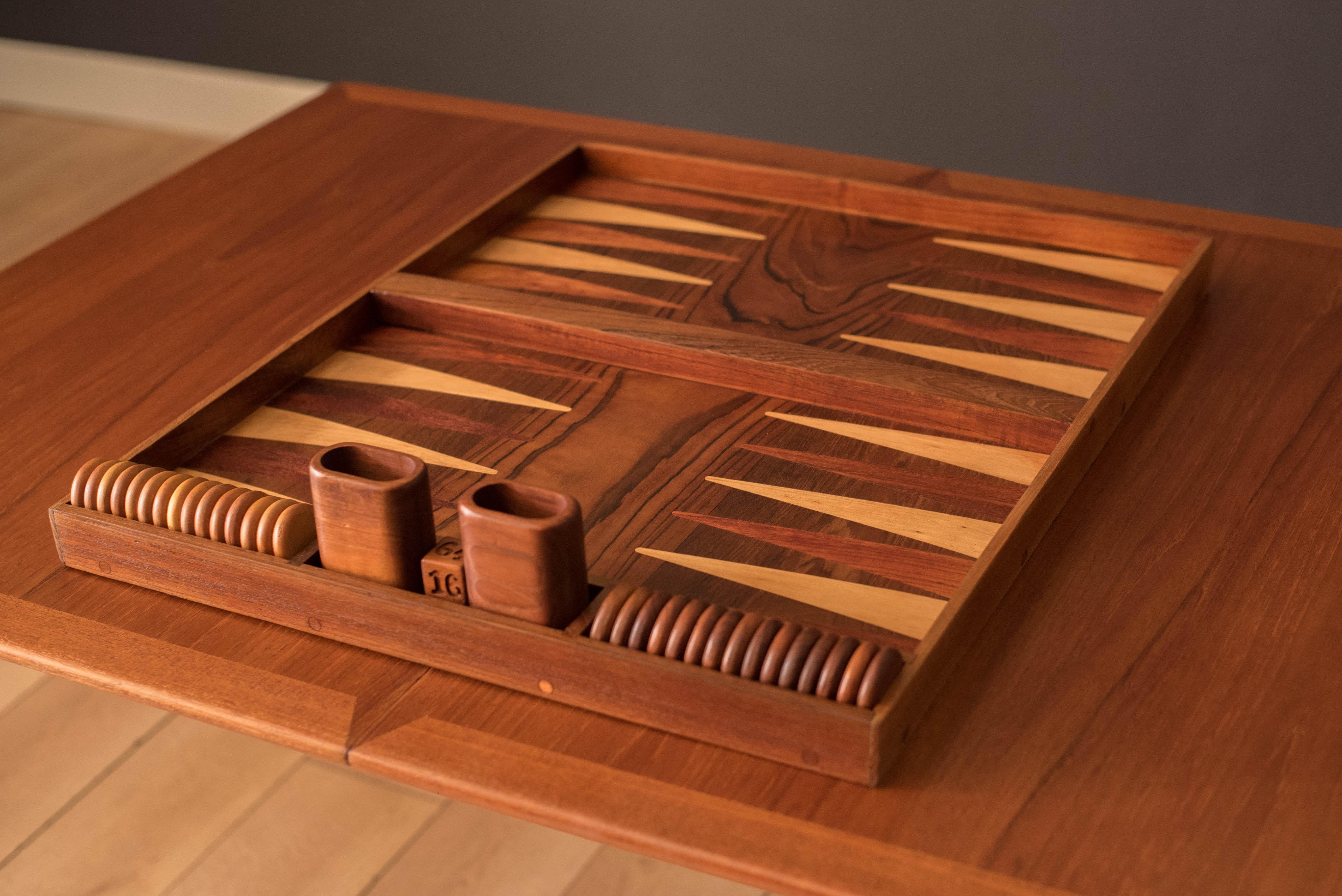 Late 20th Century Vintage Rosewood and Walnut Backgammon Board Game Set