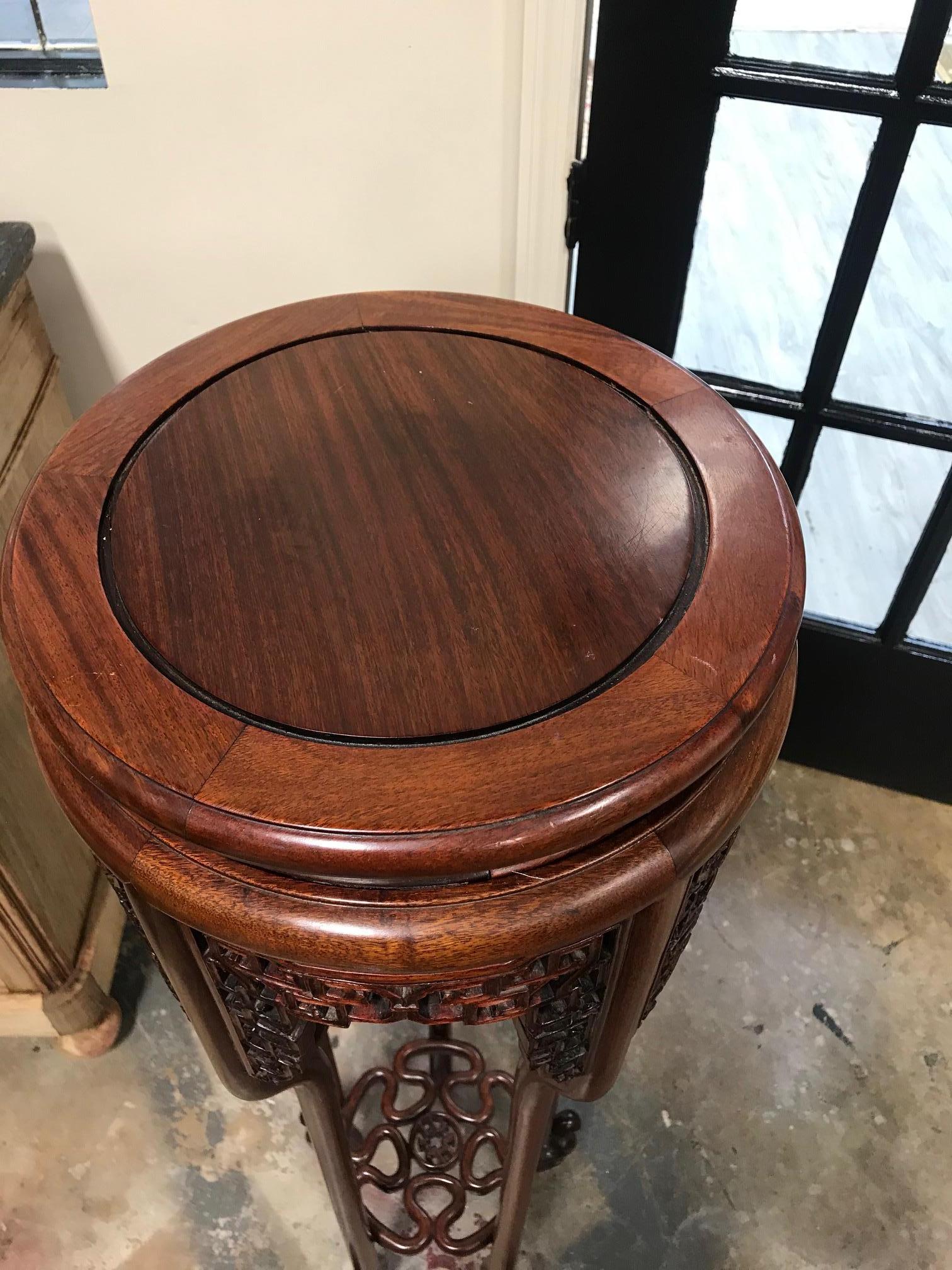 Chinese Export Vintage Rosewood Asian Plant Stand For Sale