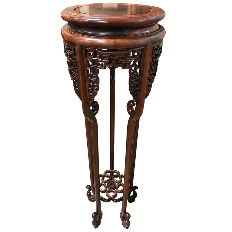 Vintage Rosewood Asian Plant Stand For Sale at 1stDibs