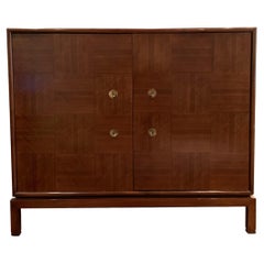 Mission Style Walnut Parquetry Two Door Cabinet by Baker Furniture 