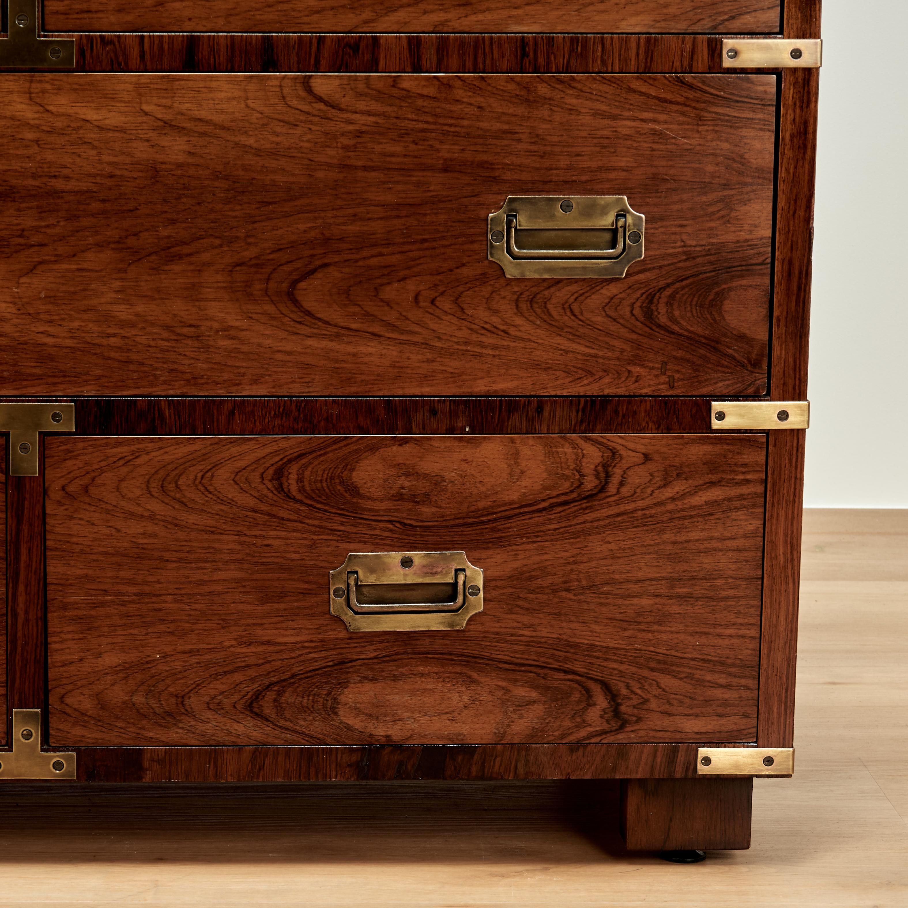 Cassettiera in stile Campaigner in palissandro d'epoca in vendita 7
