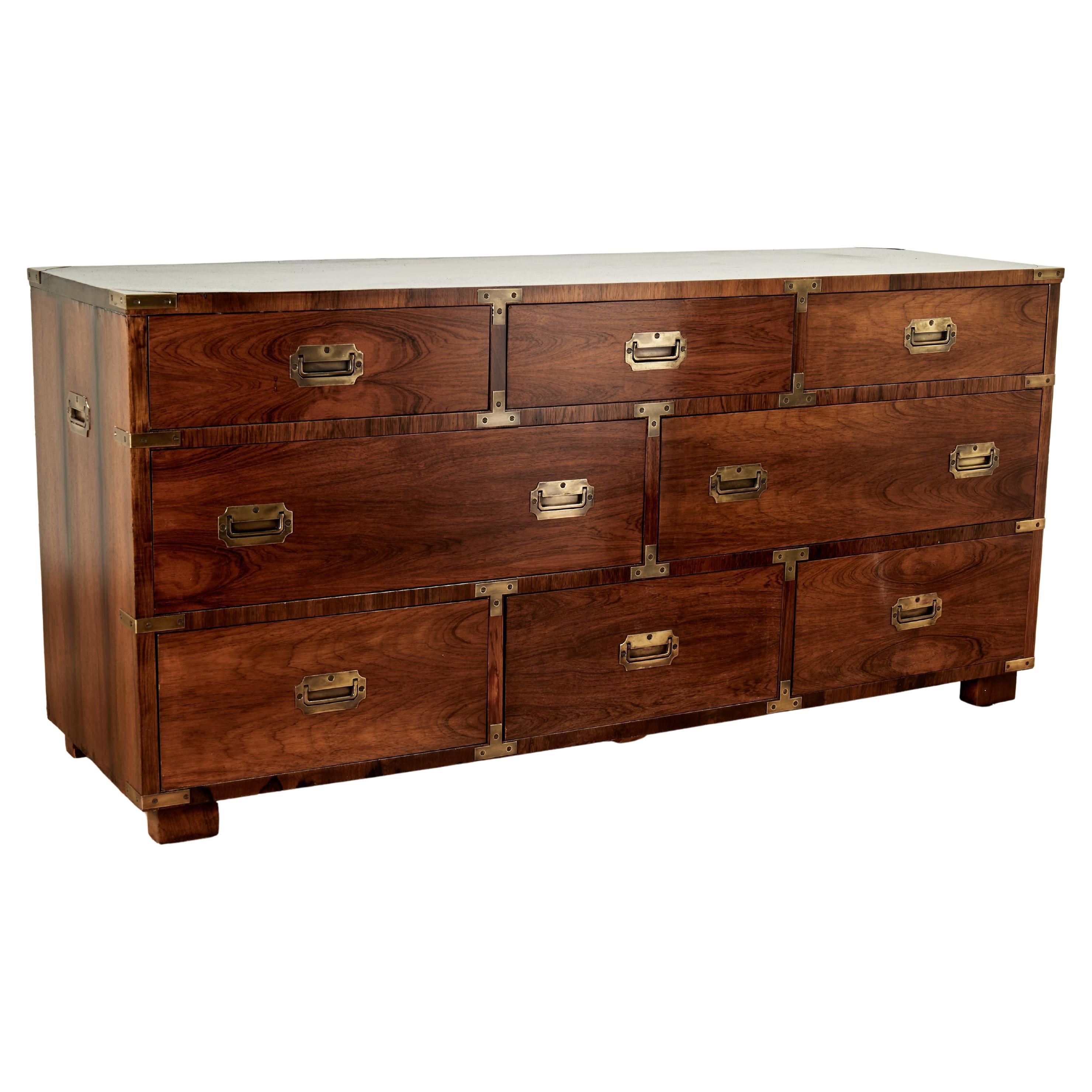 Cassettiera in stile Campaigner in palissandro d'epoca in vendita