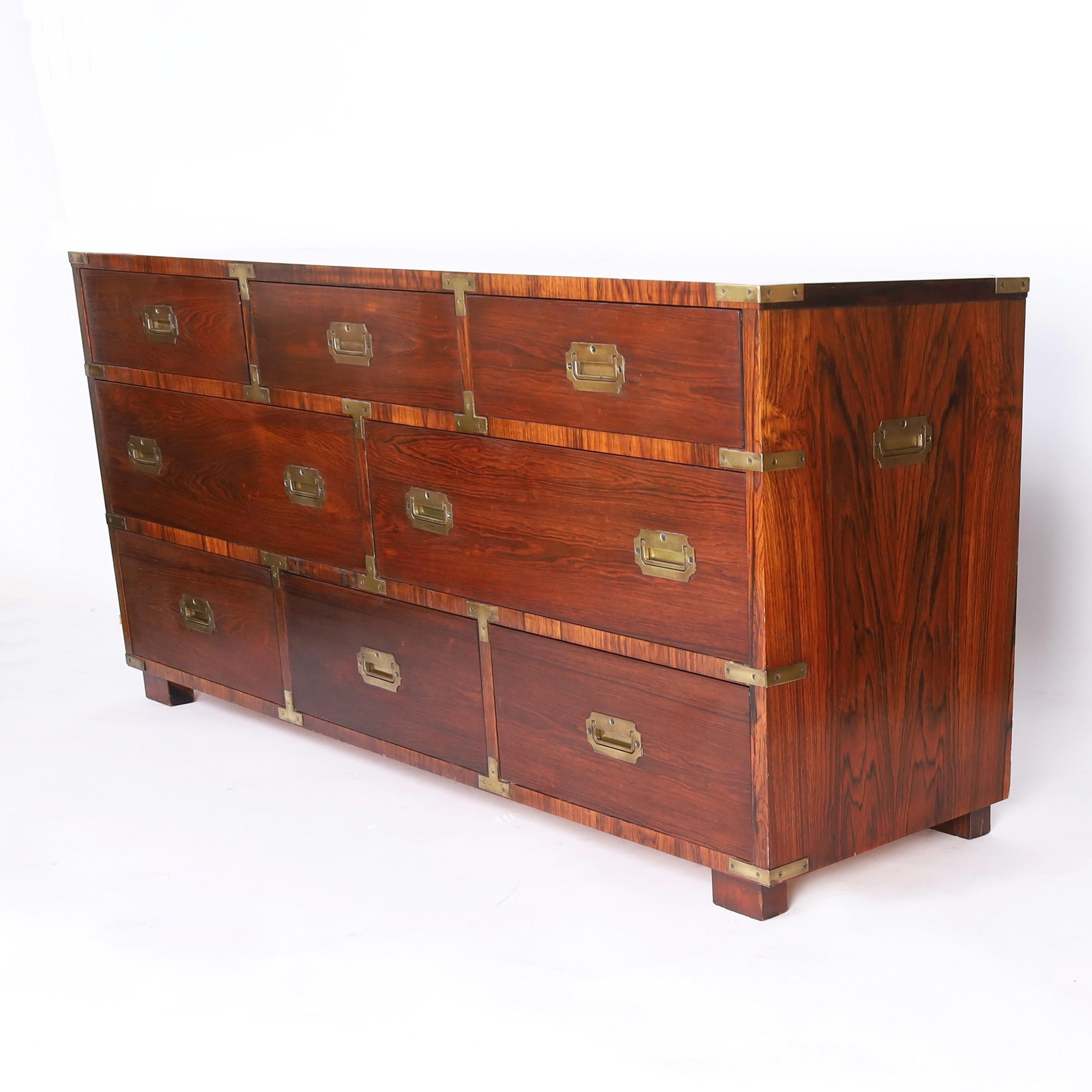 American Vintage Rosewood Campaign Style Chest of Drawers or Dresser For Sale