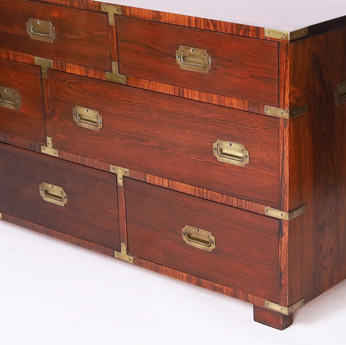 Vintage Rosewood Campaign Style Chest of Drawers or Dresser 1
