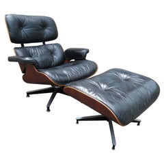 Silla de salón Charles Eames 670 y otomana 671 vintage de palisandro para Herman Miller