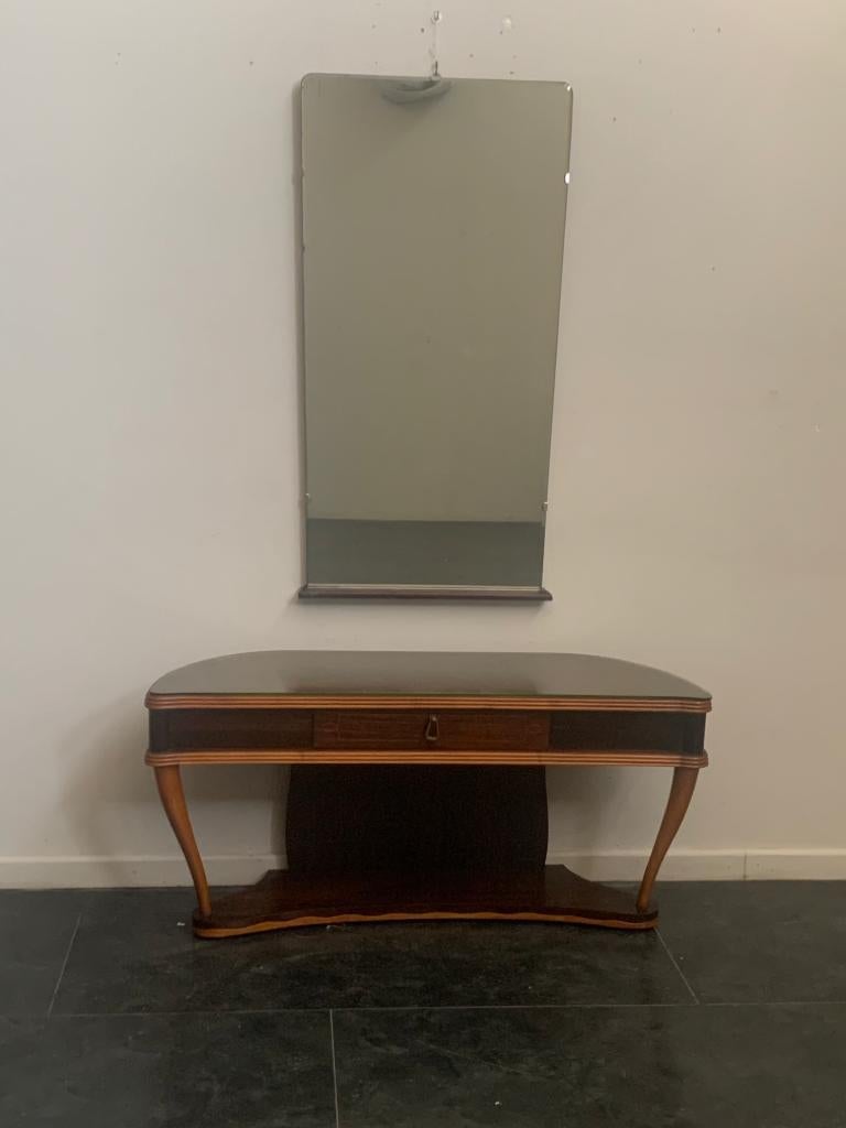 Vintage Rosewood Console Table & Mirror by Paolo Buffa, Set of 2 For Sale 5