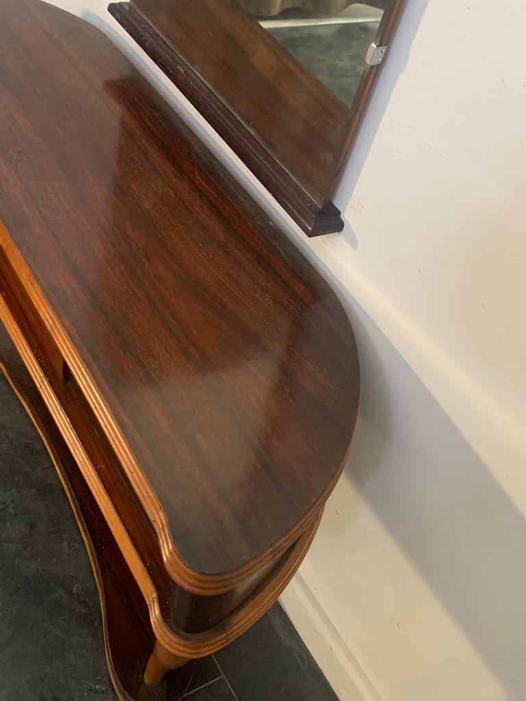 Vintage Rosewood Console Table & Mirror by Paolo Buffa, Set of 2 In Good Condition For Sale In Montelabbate, PU