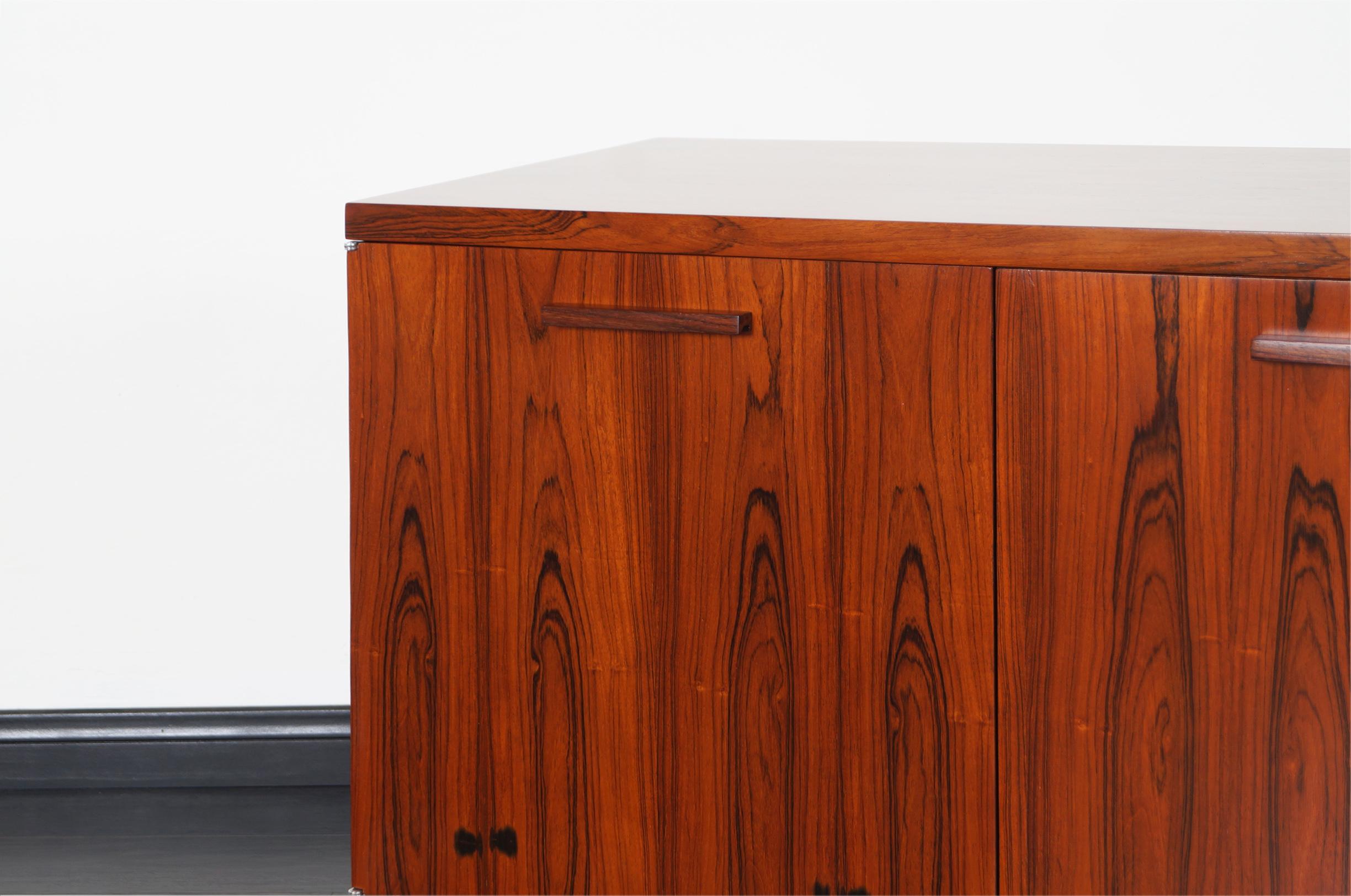 Steel Vintage Rosewood Credenza Attributed to Florence Knoll