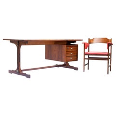 Vintage Rosewood Desk Set attr. to Gianfranco Frattini, 1960s