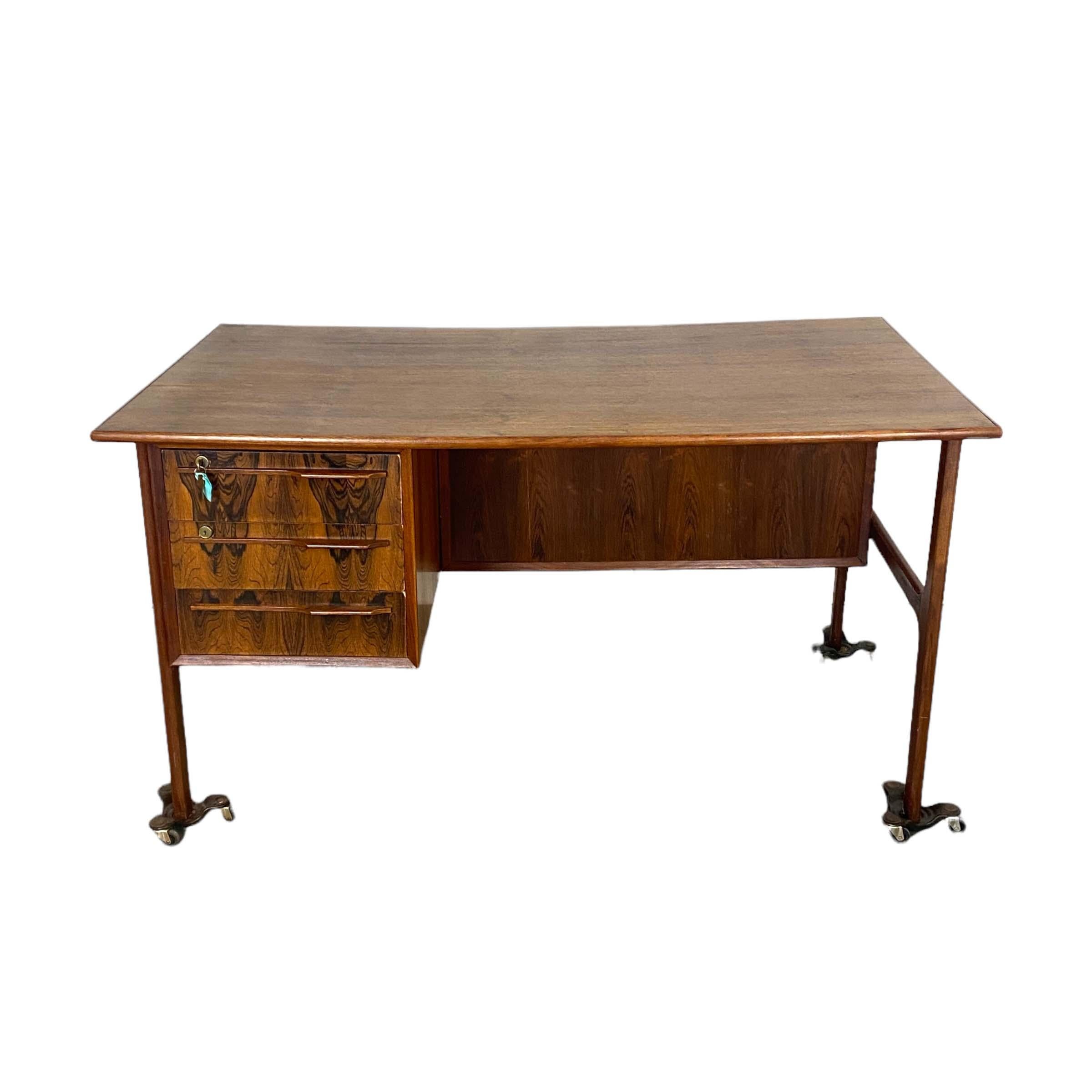 Danish Vintage Rosewood Desk with Bookcase & Bar